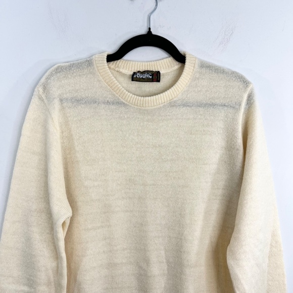 Vintage 80s cream mohair blend crew neck pullover sweater XL - Picture 5 of 11